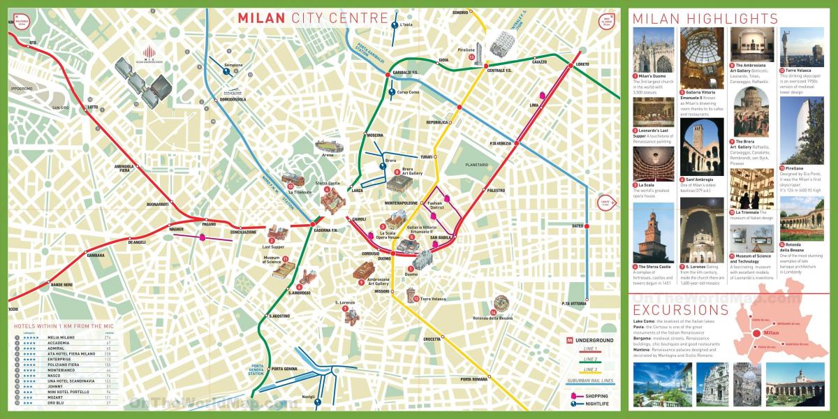 Mapa das paisagens de Milão